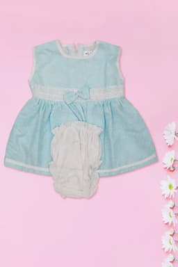 Cotton Dress with Panty Set for Baby Girl (2-Pcs Set) 016843BABBLU01M