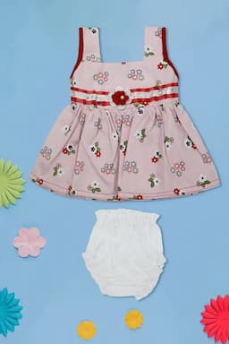 Baby Girl's Floral Printed Dress with Panty Set (2-Pcs Set) 016856PEA13M