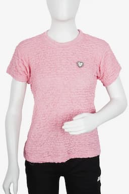 Cotton Lycra Solid T-Shirt for Women 016874XXLBABPIN