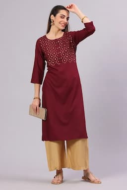 Cotton Blend Solid Kurta for Women  016954XLWIN