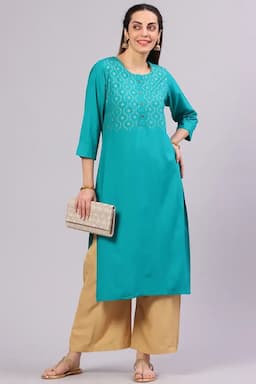 Cotton Blend Solid Kurta for Women  016954XXLTUR