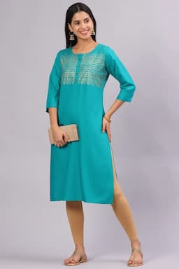 Cotton Blend Printed Kurti for Women 016955XXLTUR