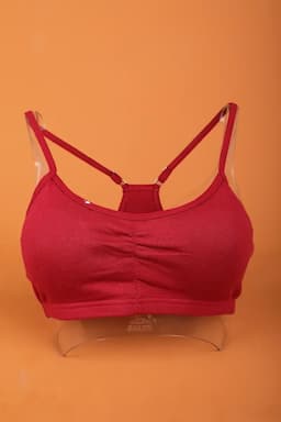 Cotton Blend Padded Sports Bra for Women  016976REDFRE