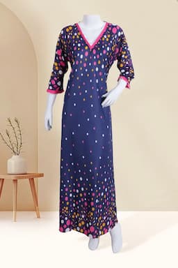 Polyester Conversational Printed Nighty for Women 017020BLUXL2