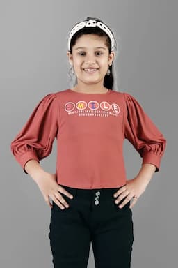 Girl's Cotton Lycra Blend Printed Tops(5 - 17 Yrs) 01702878YRSDUSPIN