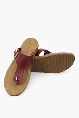 Women's T-Strap Flat Slippers with Buckles 0170558CHE