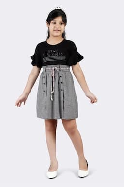 Girl's Corduroy Printed Dress (3-16 Yrs) 017139BLA78YRS2