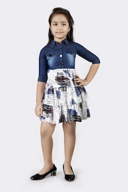 Girl's Georgette Printed Dress (3 - 16 Yrs)  017201BLU78YRS