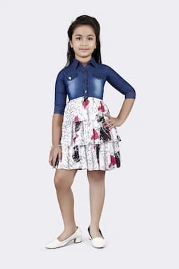 Girl's Georgette Printed Dress (3 - 16 Yrs)  017201DUSPIN78YRS