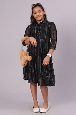 Girl's Georgette Striped Dress (3 - 16 Yrs)  017204BLA151YRS