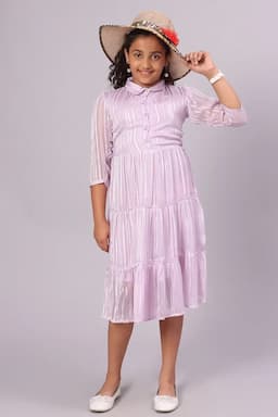 Girl's Georgette Striped Dress (3 - 16 Yrs)  017204LAV78YRS
