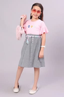 Girl's Corduroy Embossed Dress (3 - 16 Yrs)  017215PIN131YRS