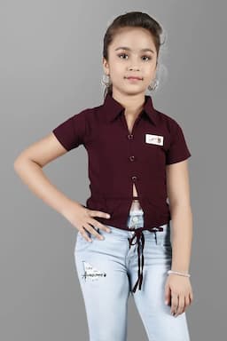 Girl's Georgette Solid Top (5 - 17 Yrs) 017234910YRSMAR