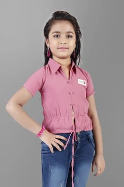 Girl's Georgette Solid Top (5 - 17 Yrs) 017234910YRSPEA