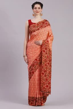 Crepe Printed Saree with Unstitched Blouse for Women 017323PEAFRESIZ