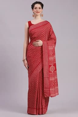 Crepe Printed Saree With Unstitched Blouse for Women 017349MARFRESIZ