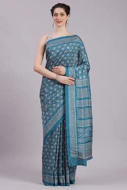 Crepe Printed Saree With Unstitched Blouse for Women 017380TEAFRESIZ2