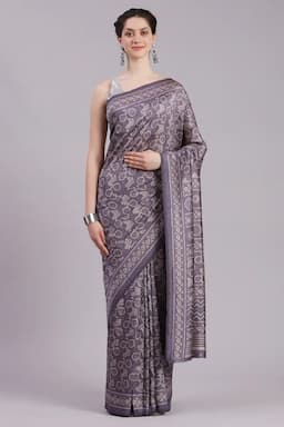Crepe Printed Saree With Unstitched Blouse for Women 017381MAUFRESIZ