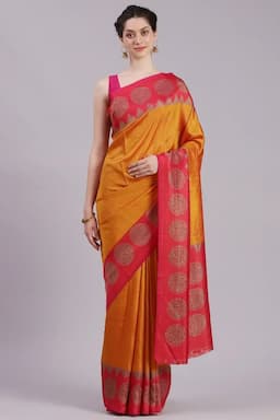 Crepe Printed Saree with Unstitched Blouse for Women 017404MUSFRESIZ2