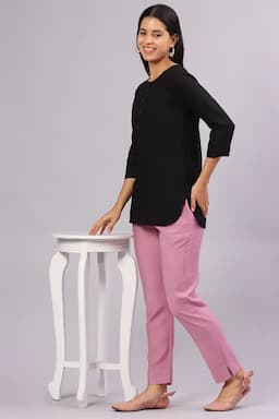 Rayon Solid Tunic Top for Women 017545XXLBLA