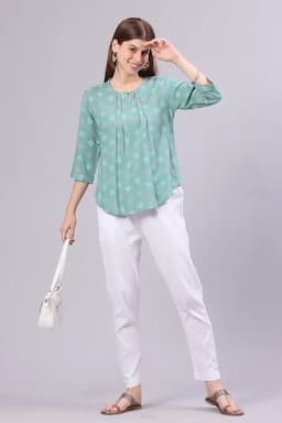 Rayon Abstract Printed Tunic Top for Women 017569XLLIGGRE
