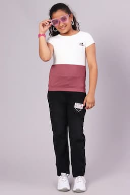 Girl's Corduroy Color Blocked Top (1 - 17 Yrs) 0176711516YRSMAU