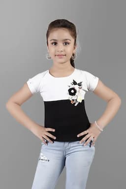 Girl's Polyester Embroidered Tops(5 - 17 Yrs) 017749910YRSBLA