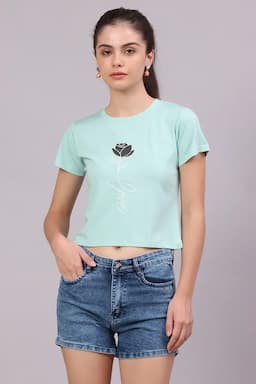 Lycra Printed T-Shirt for Women 017792XXLLIGGRE