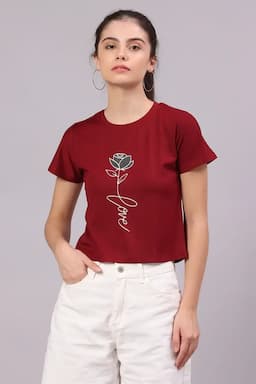 Lycra Printed T-Shirt for Women 017792XXLMAR