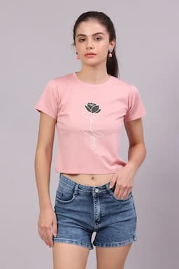 Lycra Printed T-Shirt for Women 017792XXLPIN
