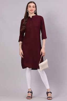 Rayon Solid Kurti for Women 017831XLBUR