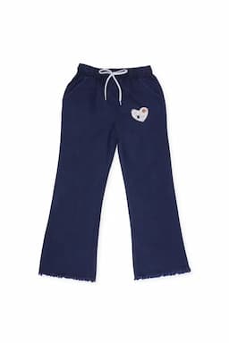 Denim Solid Palazzo Pant for Girls 017950DARBLU34YRS