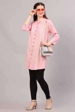 Cotton Striped Kurti for Women  018140XXLBABPIN