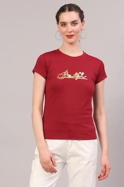 Cotton Blend Printed T-Shirt for Women 018152XLMAR