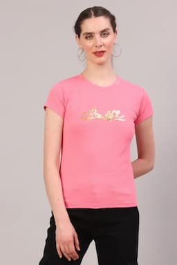 Cotton Blend Printed T-Shirt for Women 018152XLPIN