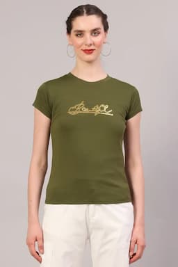 Cotton Blend Printed T-Shirt for Women 018152XXLGRE
