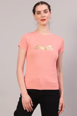 Cotton Blend Printed T-Shirt for Women 018152XXLPEA