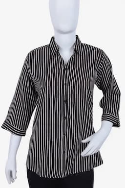 Georgette Striped Shirt for Women 018153XLBLA