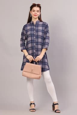 Cotton Checkered Kurti for Women  018173XLPIN