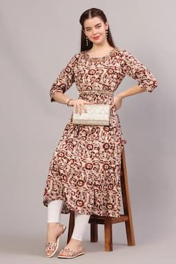 Cotton Printed Kurta for Women  018282XLBRO