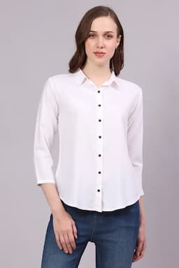 Polyester Solid Shirt for Women 018494MWHI