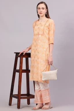 Cotton Printed Kurti with Pant Set for Women  018589XXLCOR