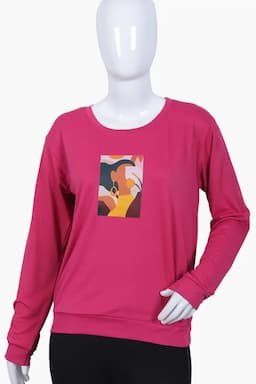 Lycra Graphic Printed T-Shirt for Women 018769XLPIN