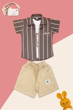 Baby Boy's Cotton Printed Clothing Set (3-Pcs Set) 018968BRO&BEI36M