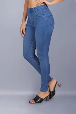 Women Denim Solid High Rise Jeans 01914136BLU
