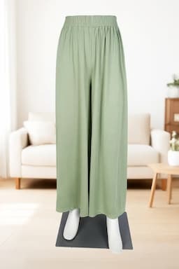Lycra Solid Palazzos for Women  019317GREFRESIZ2