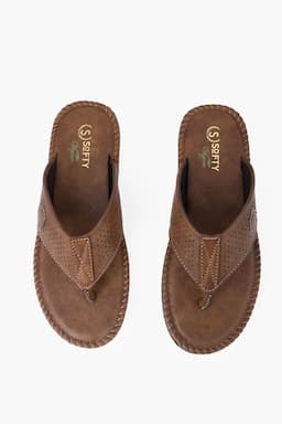 Casual Synthetic Leather Slip-On Slippers for Men 0196028BRO2