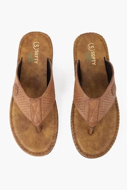 Casual Synthetic Leather Slip-On Slippers for Men 0196029TAN2