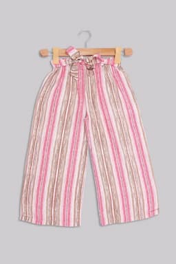 Cotton Blend Striped Palazzos for Women  019738PIN36