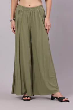Lycra Solid Flared Palazzos for Women 019811GREFRESIZ